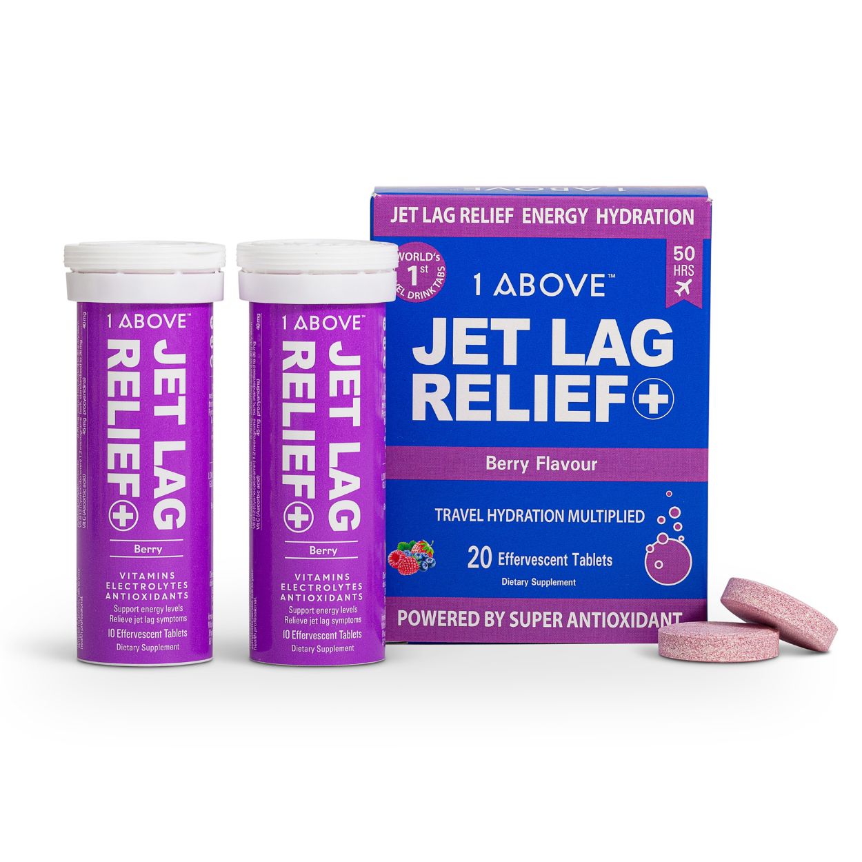 1Above Jet Lag Relief Berry Twin Pack on a white background